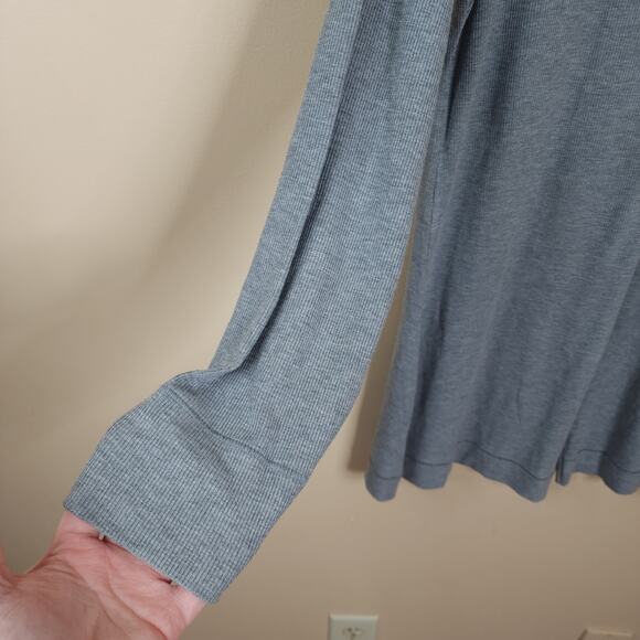 SKIMS LOUNGE LONG SLEEVE HENLEY ROMPER IN HEATHER GREY SIZE 4X - Picture 6 of 9